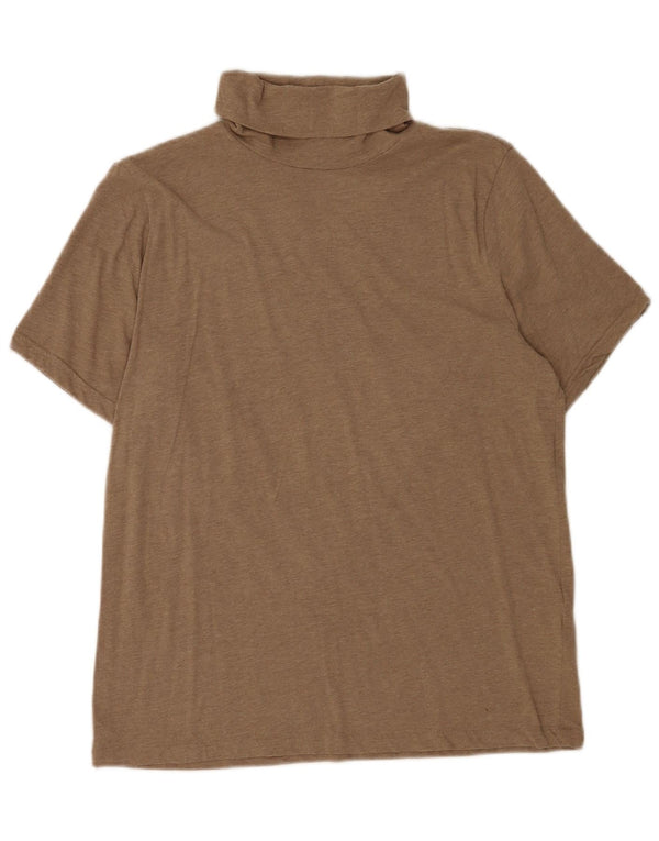 J. Crew Womens Roll Neck Blouse Top UK 14 Large Brown Cotton