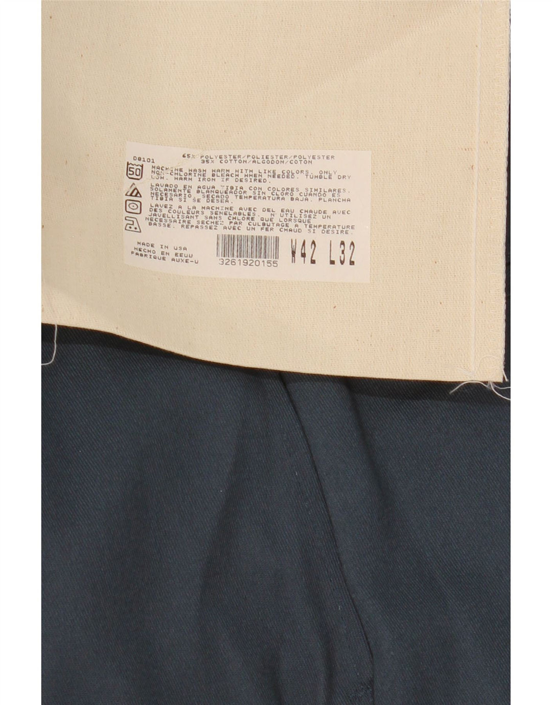 Dickies Mens Straight Chino Trousers W42 L32 Blue Polyester