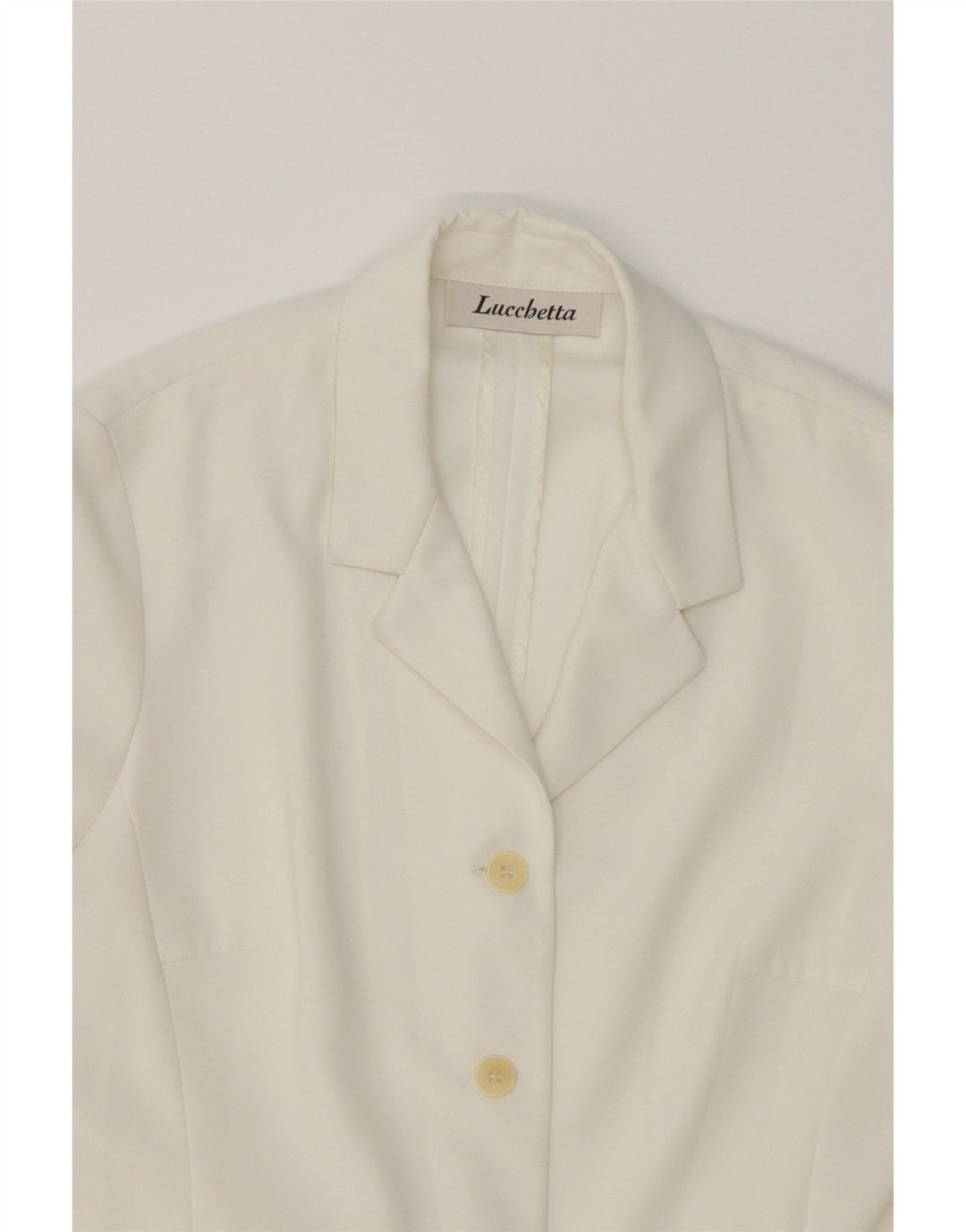 VINTAGE Womens 4 Button Blazer Jacket UK 12 Medium White Vintage Vintage and Second-Hand Vintage from Messina Hembry 