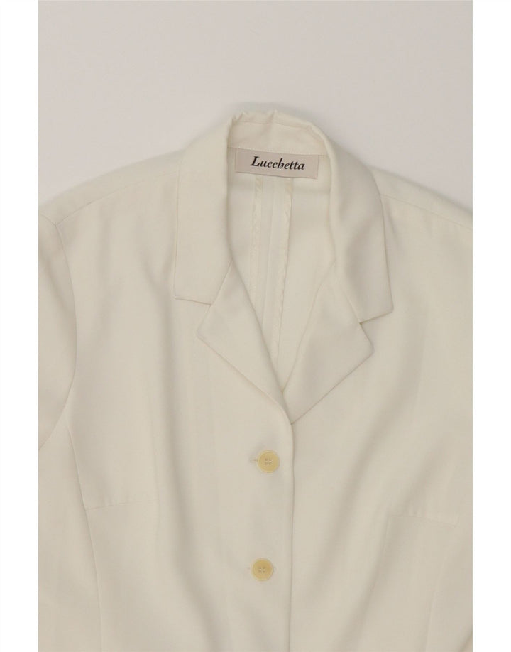 VINTAGE Womens 4 Button Blazer Jacket UK 12 Medium White Vintage Vintage and Second-Hand Vintage from Messina Hembry 
