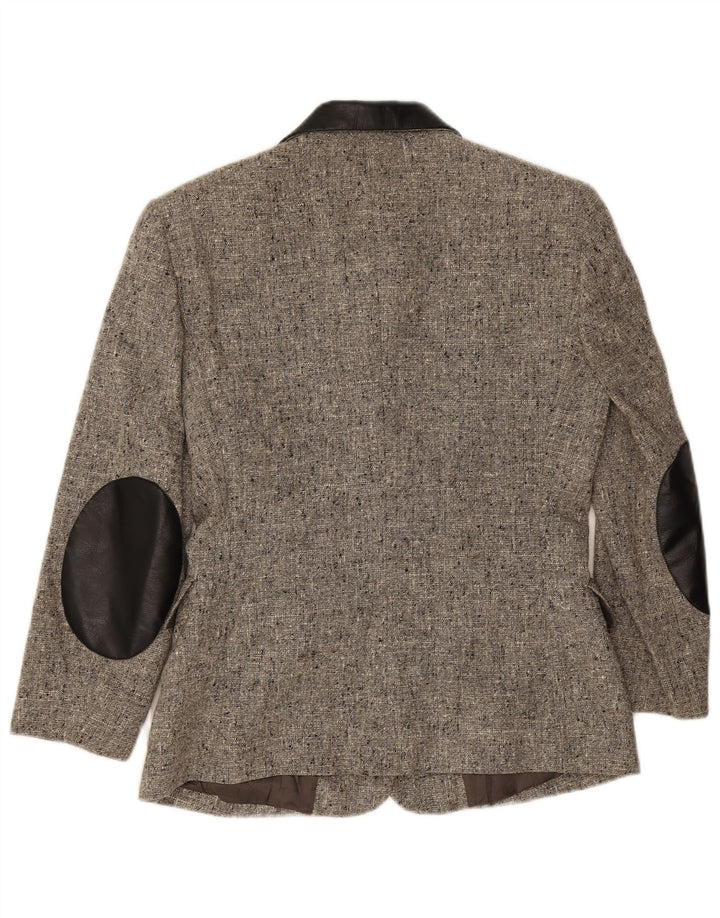 Vintage Womens 3 Button Blazer Jacket IT 44 Medium Grey Flecked Wool