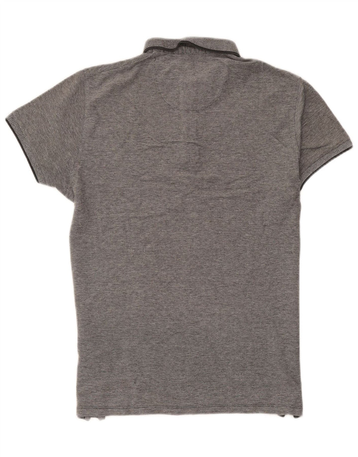 Wrangler Mens Polo Shirt Medium Grey Striped Cotton