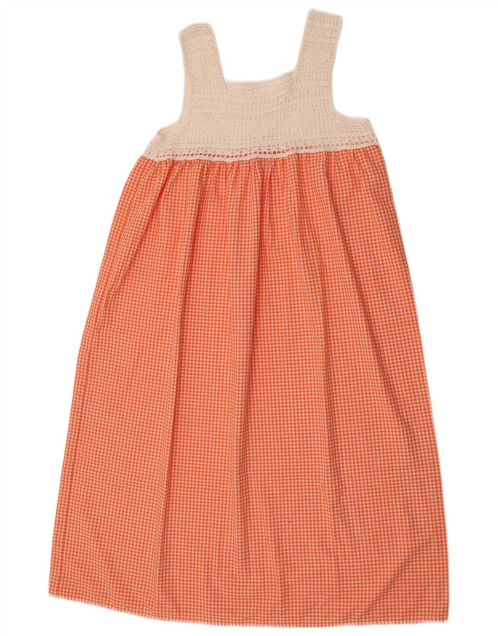 Vintage Womens Sleeveless Sundress UK 10 Small Orange Gingham