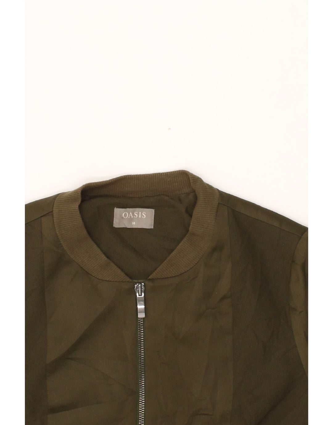 OASIS Womens Bomber Jacket UK 10 Small  Khaki Polyester Vintage Oasis and Second-Hand Oasis from Messina Hembry 