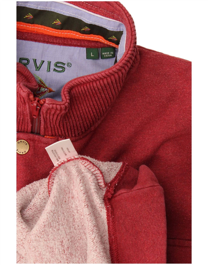 Orvis Mens Zip Neck Sweatshirt Jumper Large Burgundy Cotton
