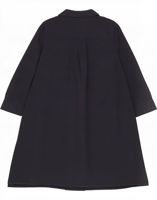 Cos Womens Long Sleeve A-Line Dress EU 38 Medium Navy Blue Cotton
