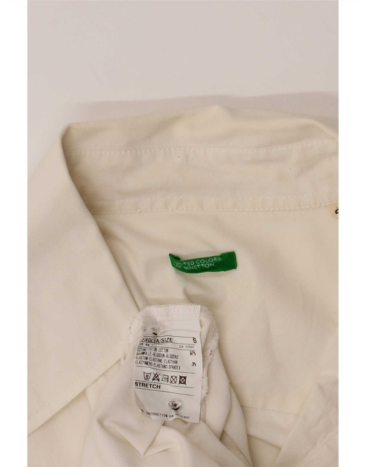 Benetton Womens Pullover Shirt UK 10 Small White Cotton