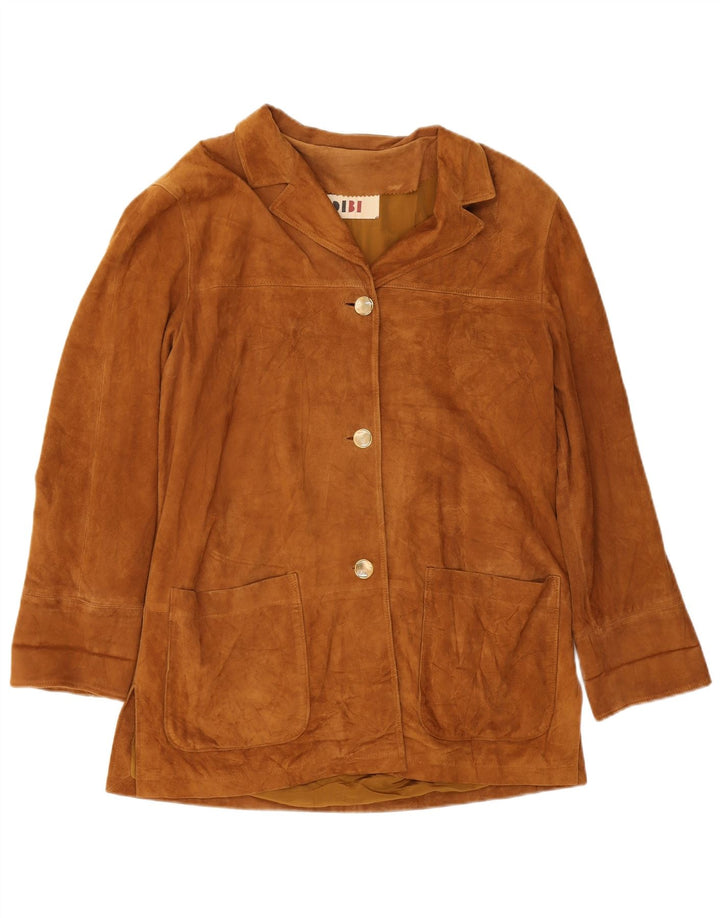 Dibi Womens Suede Jacket IT 46 Large Brown Leather