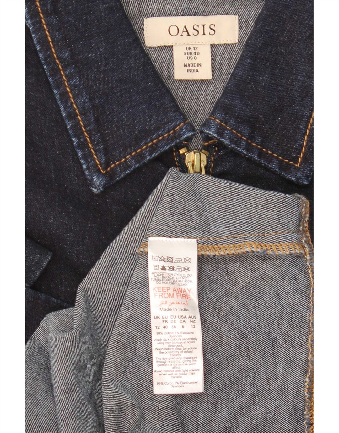 Oasis Womens Denim Dress UK 12 Medium Navy Blue Cotton