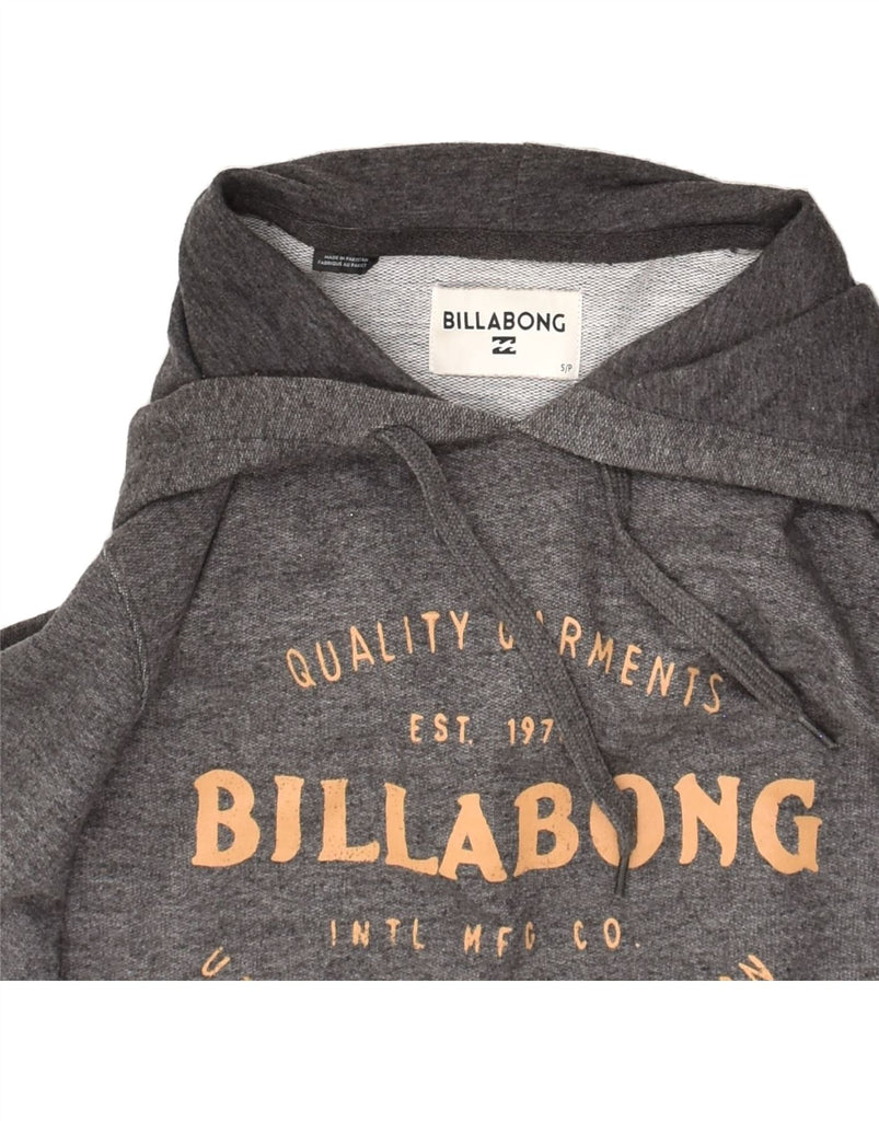 BILLABONG Mens Graphic Hoodie Jumper Small Grey Polyester | Vintage Billabong | Thrift | Second-Hand Billabong | Used Clothing | Messina Hembry 