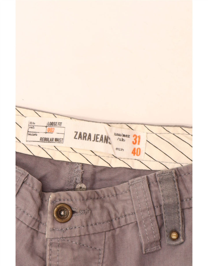 Zara Mens Straight Cargo Trousers EU 40 Medium W31 L31 Grey