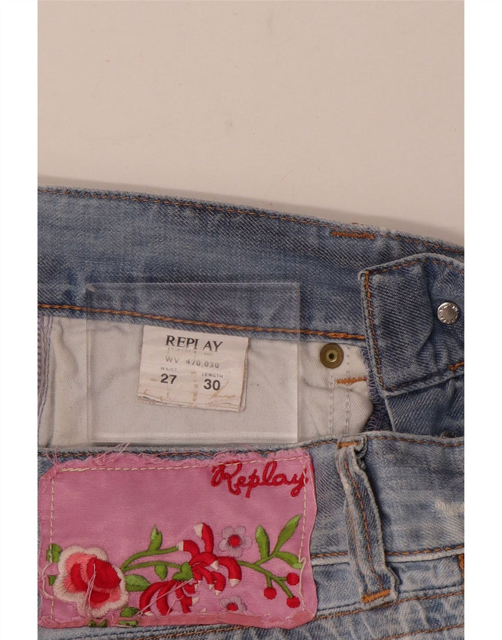 Replay Womens Denim Shorts W27 Small Blue Cotton