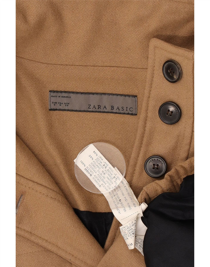 Zara Womens Hooded Bomber Jacket UK 14 Medium Brown Wool