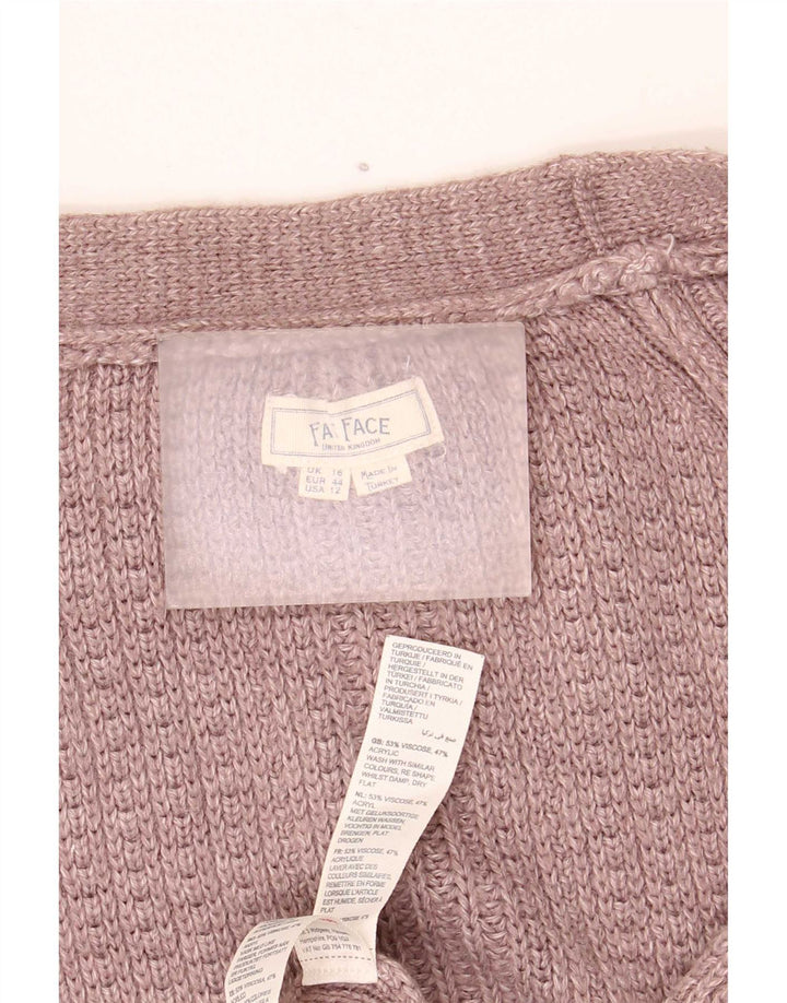 Fat Face Womens Oversized Open Cardigan Sweater UK 16 Large Brown Viscose
