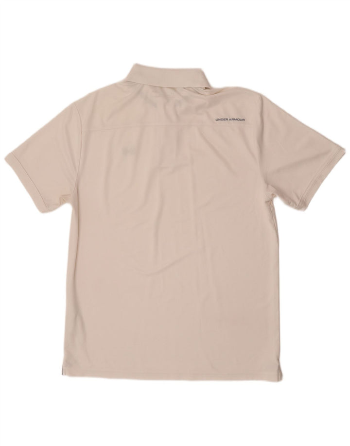 Under Armour Mens Heat Gear Polo Shirt Large White Polyester
