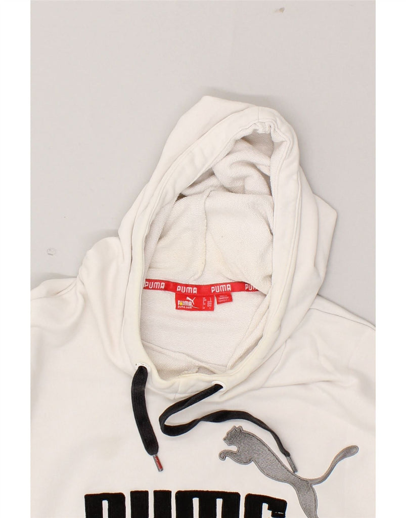 PUMA Mens Graphic Hoodie Jumper Large White Cotton Vintage Puma and Second-Hand Puma from Messina Hembry 