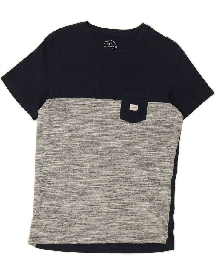 JACK & JONES Mens T-Shirt Top Small Navy Blue Flecked Cotton Vintage Jack & Jones and Second-Hand Jack & Jones from Messina Hembry 