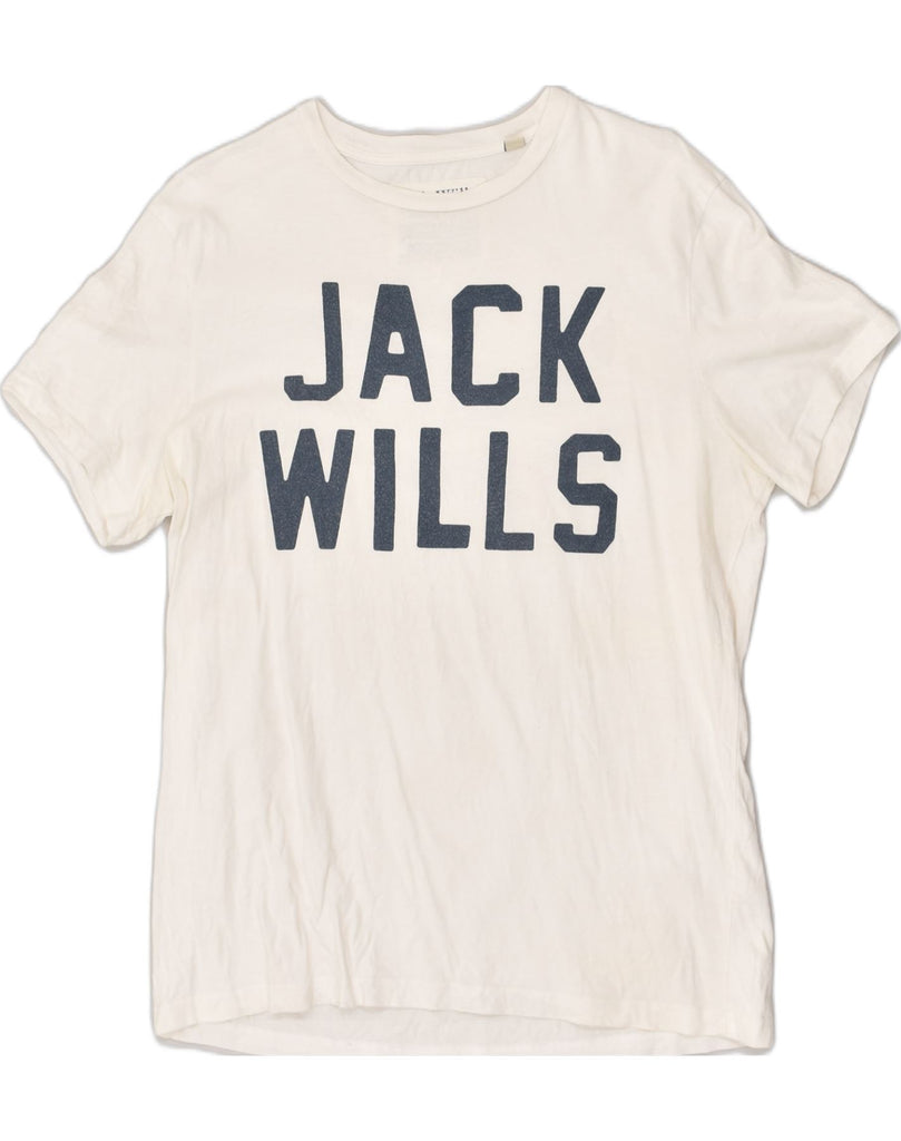 JACK WILLS Mens Graphic T-Shirt Top Medium White Cotton | Vintage Jack Wills | Thrift | Second-Hand Jack Wills | Used Clothing | Messina Hembry 