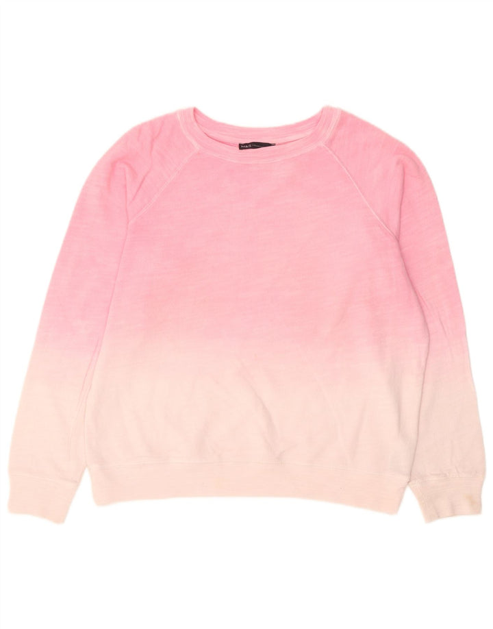 Marks & Spencer Womens Sweatshirt Jumper UK 14 Large Pink Colourblock