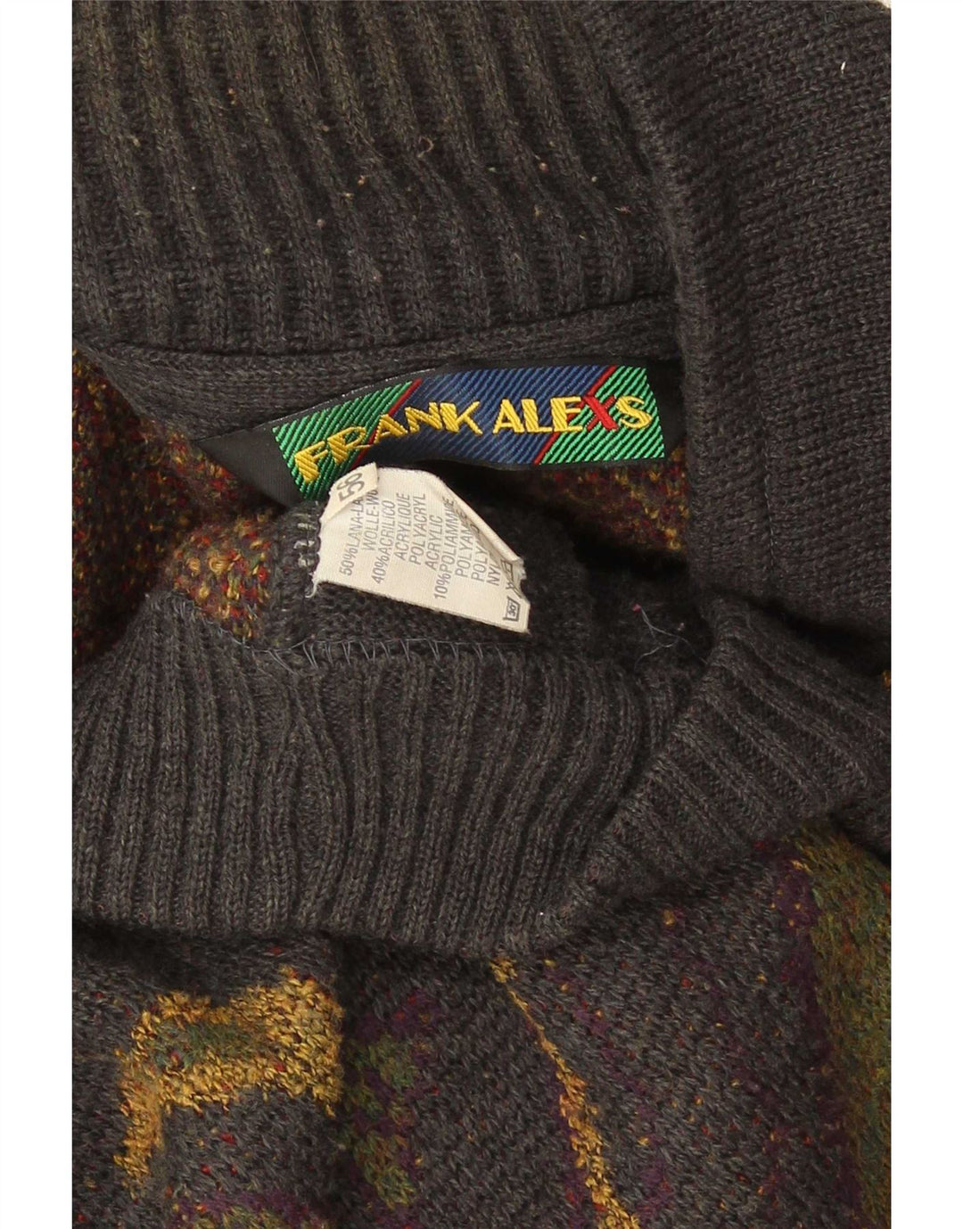Frank Alexs Mens Cardigan Sweater IT 56 2XL Multicoloured Geometric