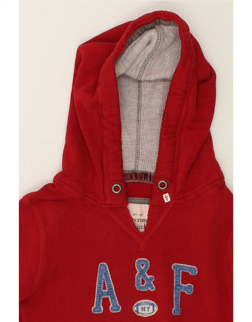 ABERCROMBIE & FITCH Womens Graphic Hoodie Jumper UK 14 Medium Red Cotton | Vintage Abercrombie & Fitch | Thrift | Second-Hand Abercrombie & Fitch | Used Clothing | Messina Hembry 