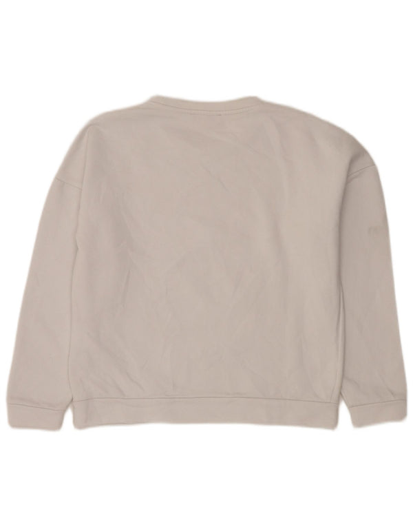 Guess Womens Graphic Relaxed Fit Sweatshirt Jumper UK 6 XS White Cotton