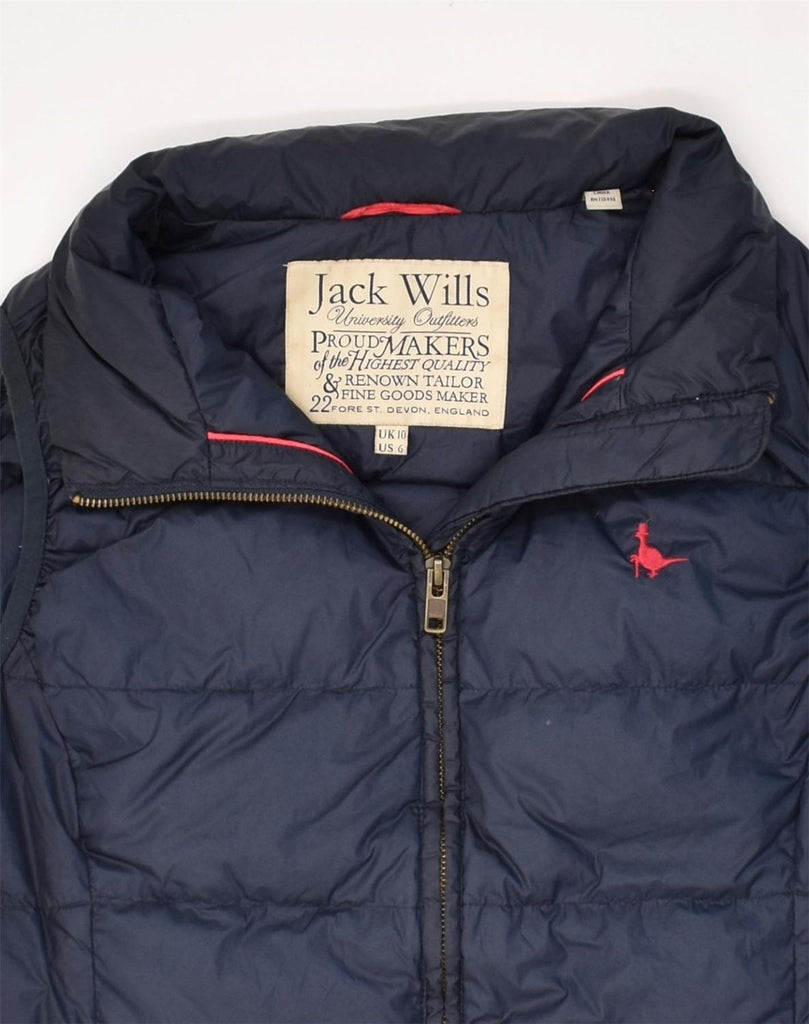 JACK WILLS Womens Padded Gilet UK 10 Small  Navy Blue Nylon | Vintage Jack Wills | Thrift | Second-Hand Jack Wills | Used Clothing | Messina Hembry 