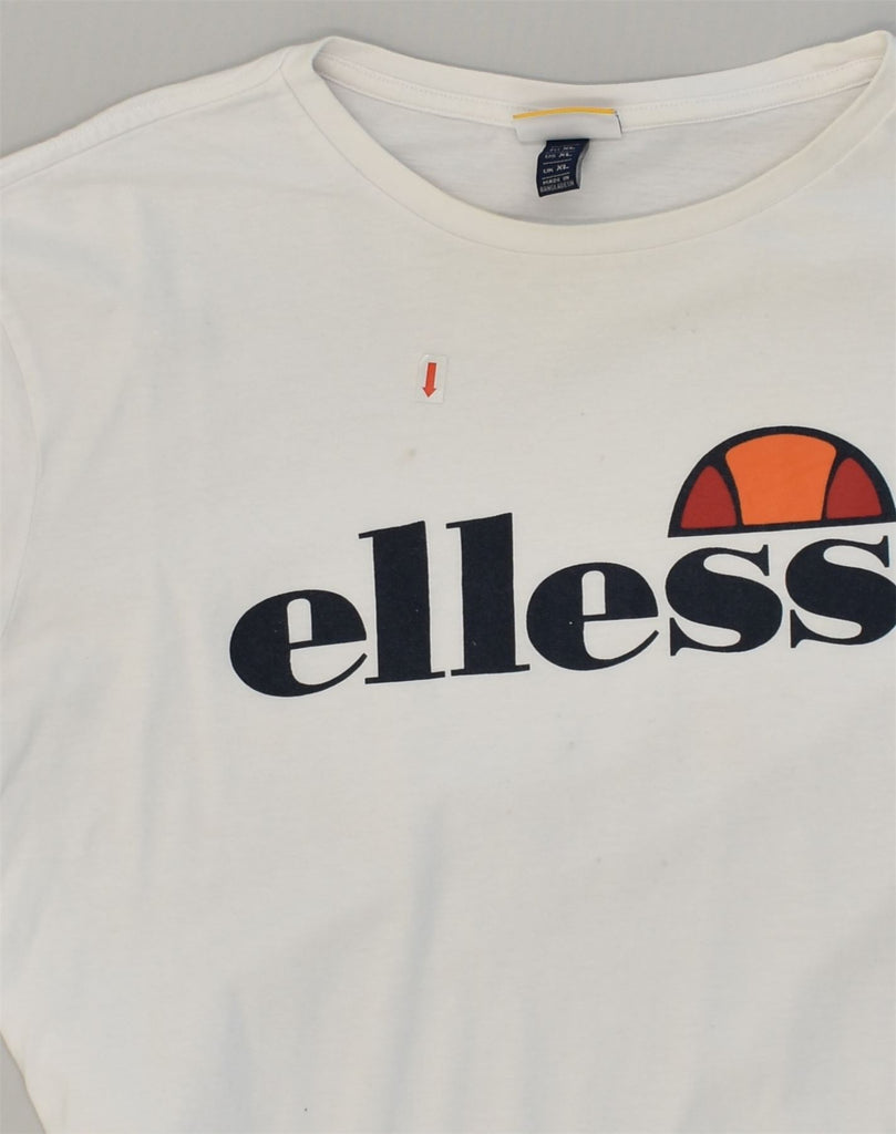 ELLESSE Womens Graphic T-Shirt Top UK 18 XL White Cotton | Vintage Ellesse | Thrift | Second-Hand Ellesse | Used Clothing | Messina Hembry 