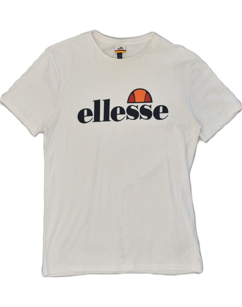 ELLESSE Womens Graphic T-Shirt Top UK 18 XL White Cotton | Vintage Ellesse | Thrift | Second-Hand Ellesse | Used Clothing | Messina Hembry 