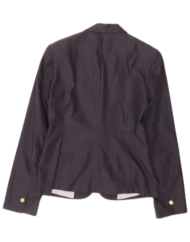 Massimo Dutti Womens 1 Button Blazer Jacket EU 38 Small Navy Blue Cotton