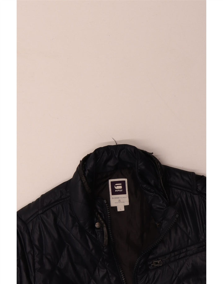 G-STAR Womens Quilted Jacket UK 16 Large Navy Blue Polyester