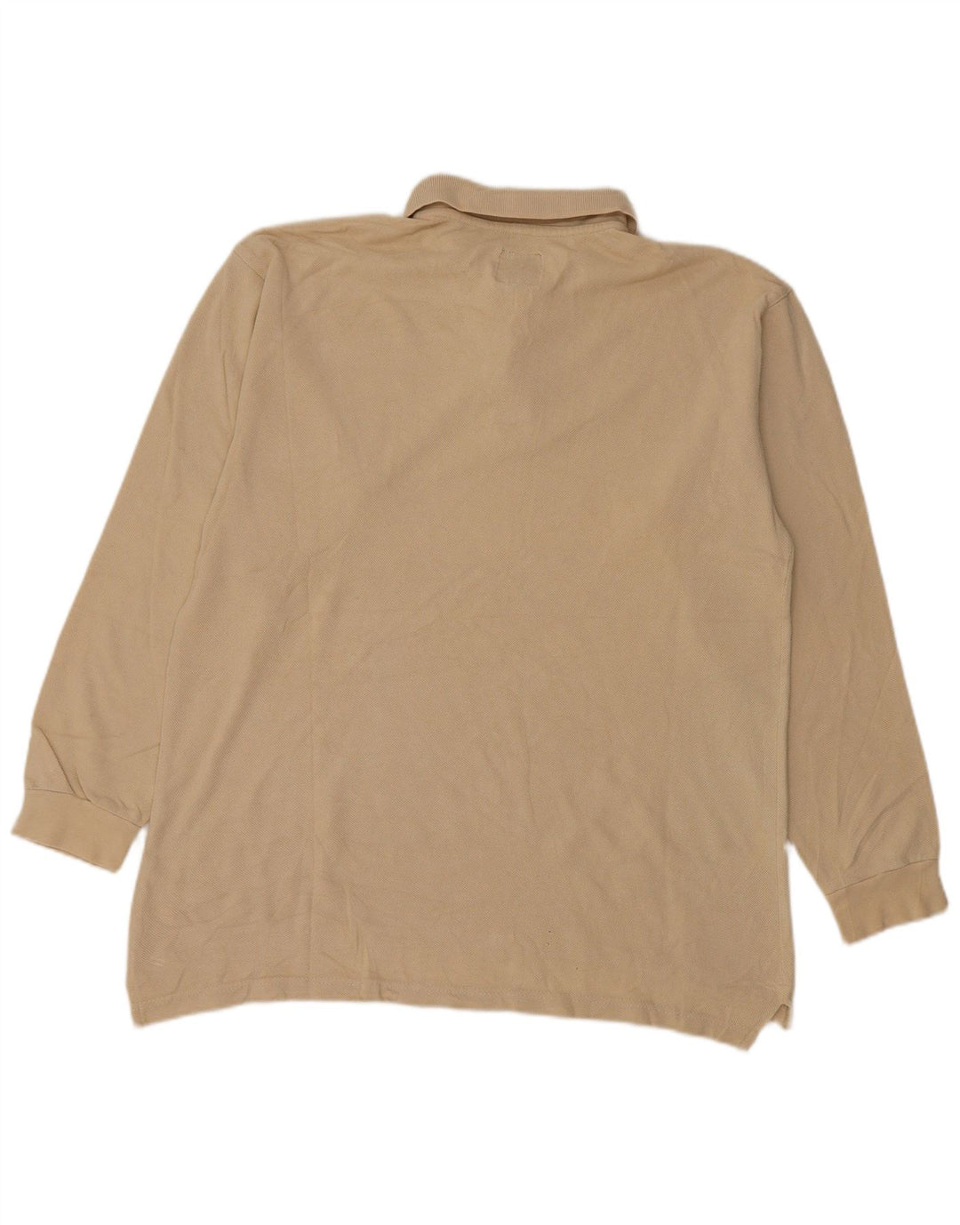 Think Pink Mens Long Sleeve Polo Shirt Small Beige Cotton