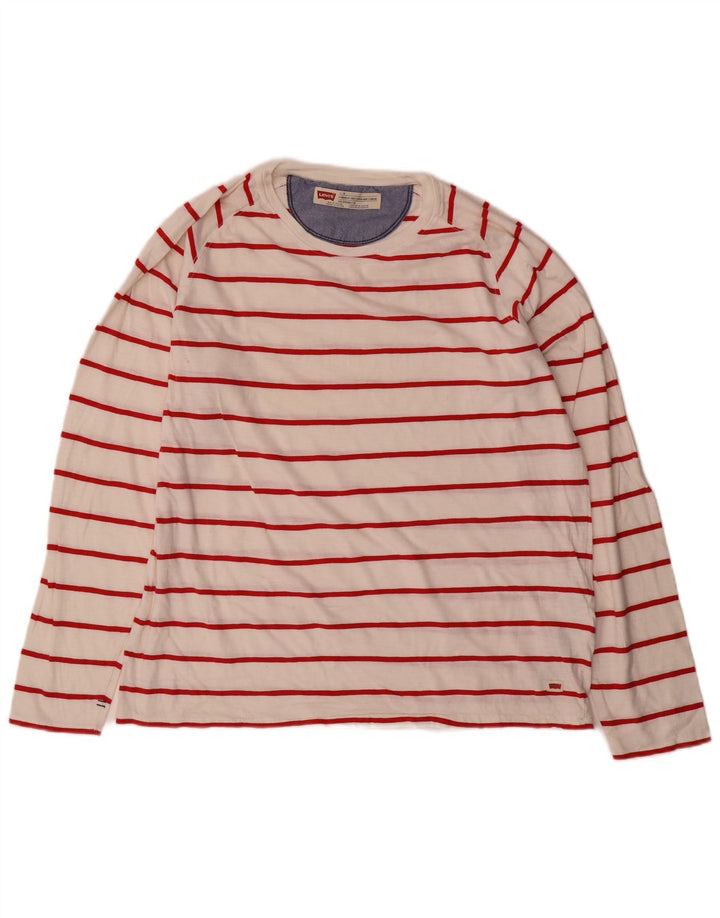 Levi's Mens Top Long Sleeve Large White Striped Cotton