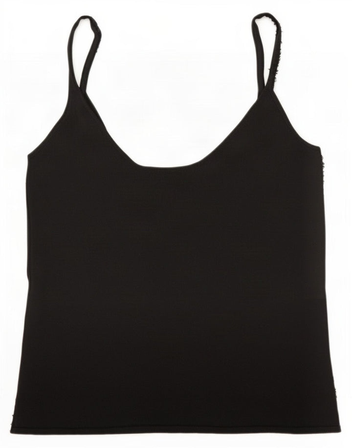 Zara Womens Cami Top UK 14 Large Black Rayon