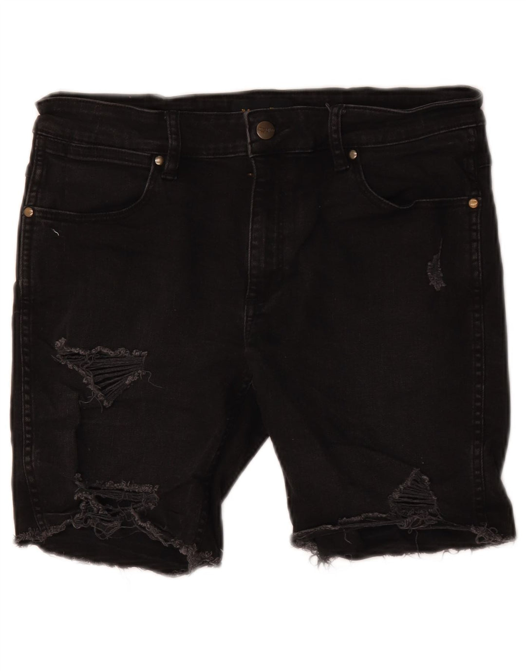Wrangler Womens Distressed Denim Shorts W32 Large Black
