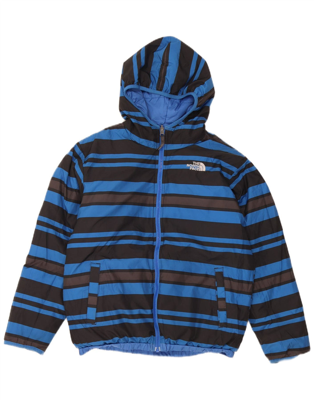 The North Face Boys Hooded Reversible Padded Jacket 12-13 Years Large Blue