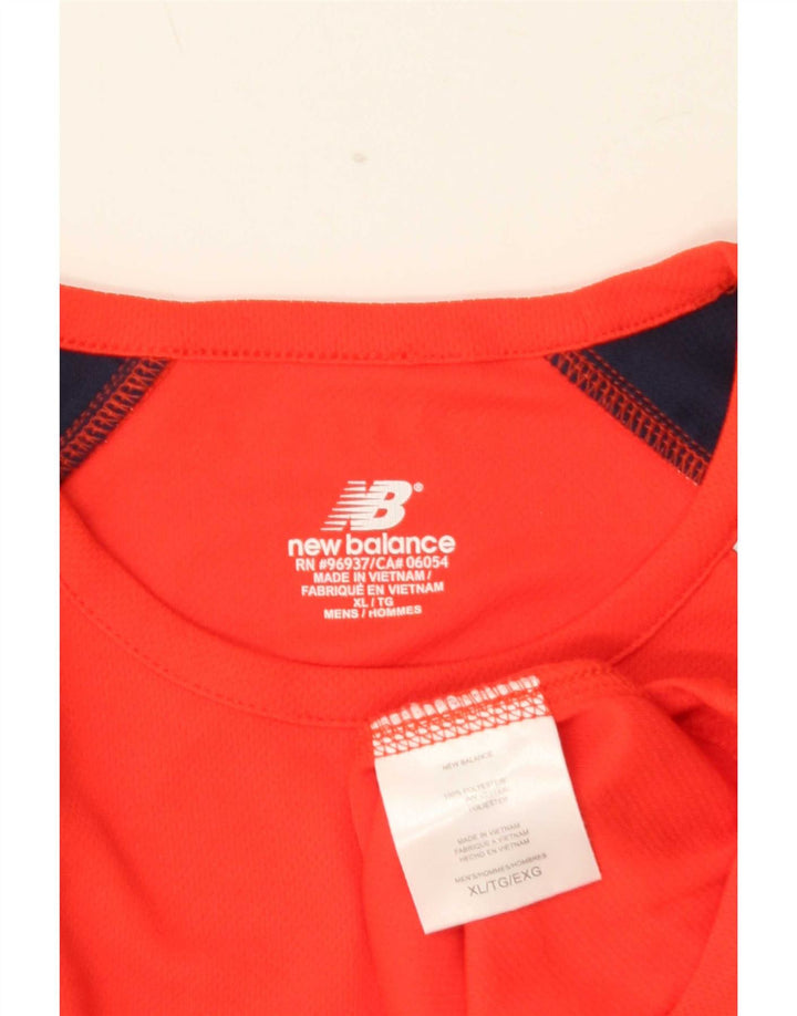 New Balance Mens T-Shirt Top XL Red Colourblock Polyester