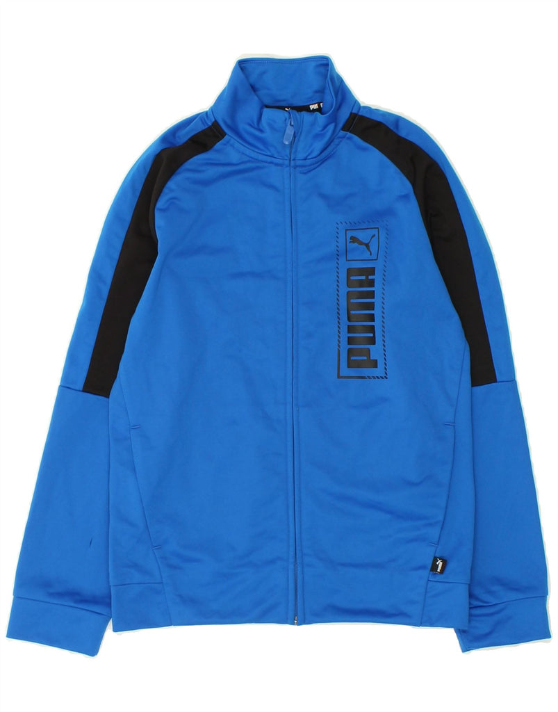 PUMA Boys Graphic Tracksuit Top Jacket 11-12 Years Blue Colourblock | Vintage Puma | Thrift | Second-Hand Puma | Used Clothing | Messina Hembry 