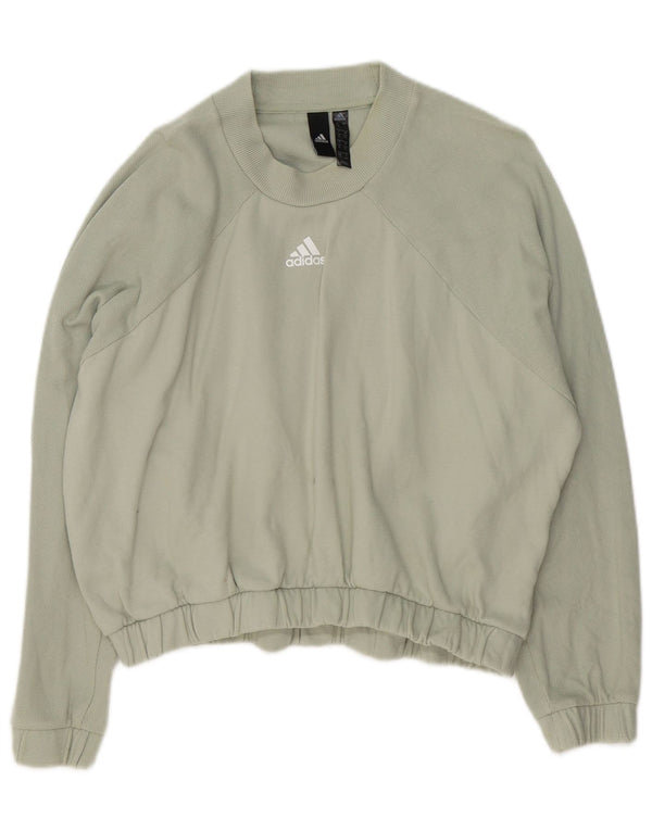 Adidas Womens Oversized Sweatshirt Jumper UK 16/18 Large Green Cotton