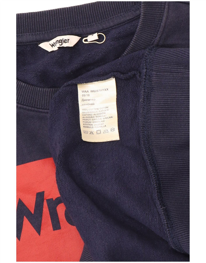 Wrangler Womens Oversized Sweatshirt Jumper UK 10 Small Navy Blue Cotton