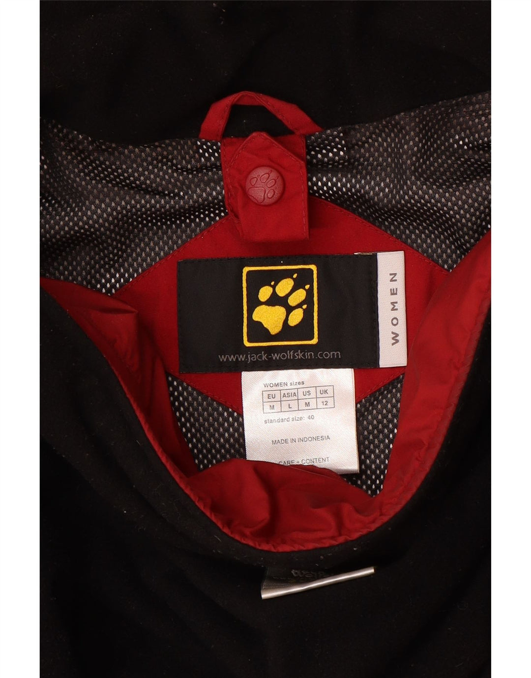 Jack Wolfskin Womens Hooded Windbreaker Jacket UK 12 Medium Red Polyamide