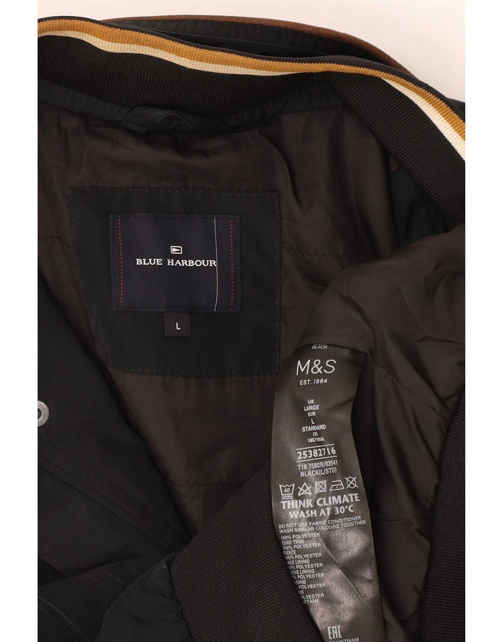 Marks & Spencer Mens Blue Harbour Bomber Jacket UK 40 Large Black Polyester