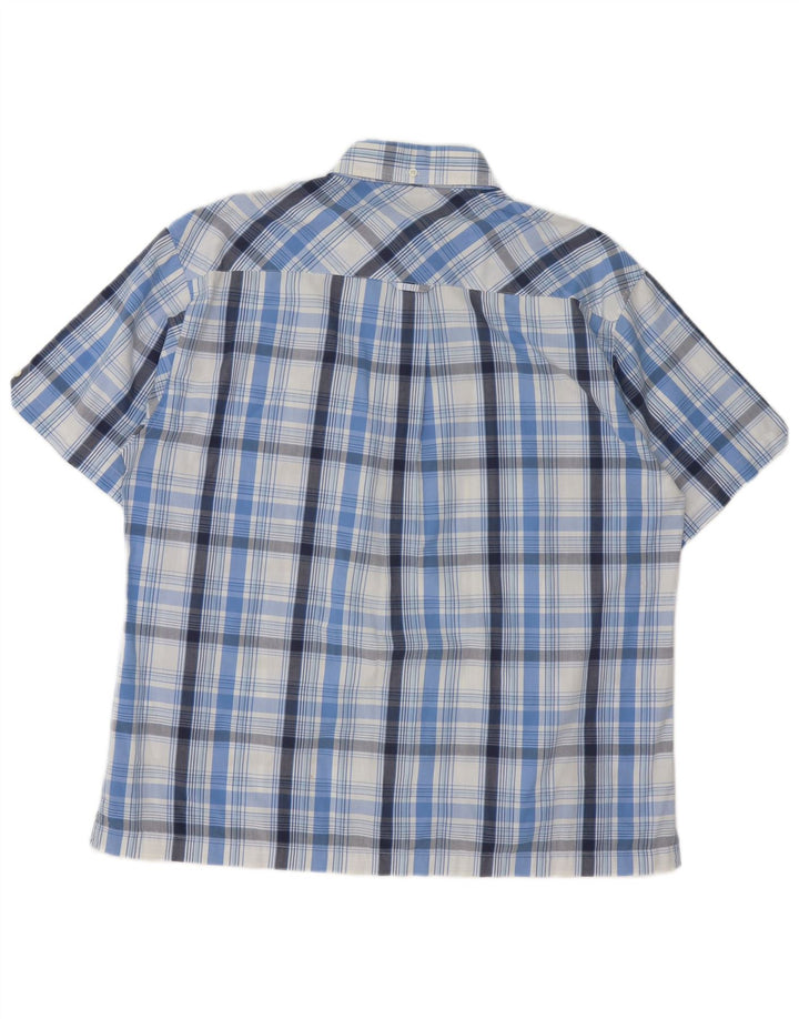 Ben Sherman Mens Short Sleeve Shirt Large Blue Check Cotton