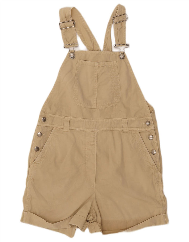 BENETTON Womens Dungarees Shorts IT 40 Small W26 Beige Cotton