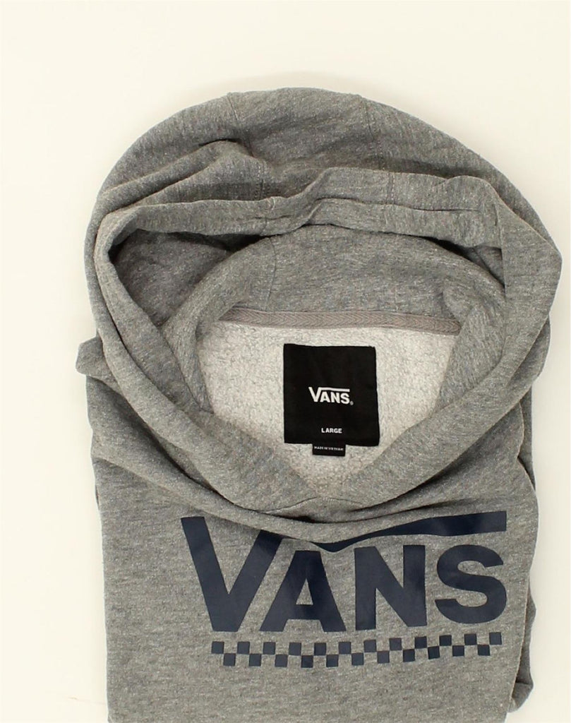 VANS Womens Graphic Hoodie Jumper UK 14 Large Grey Cotton | Vintage Vans | Thrift | Second-Hand Vans | Used Clothing | Messina Hembry 