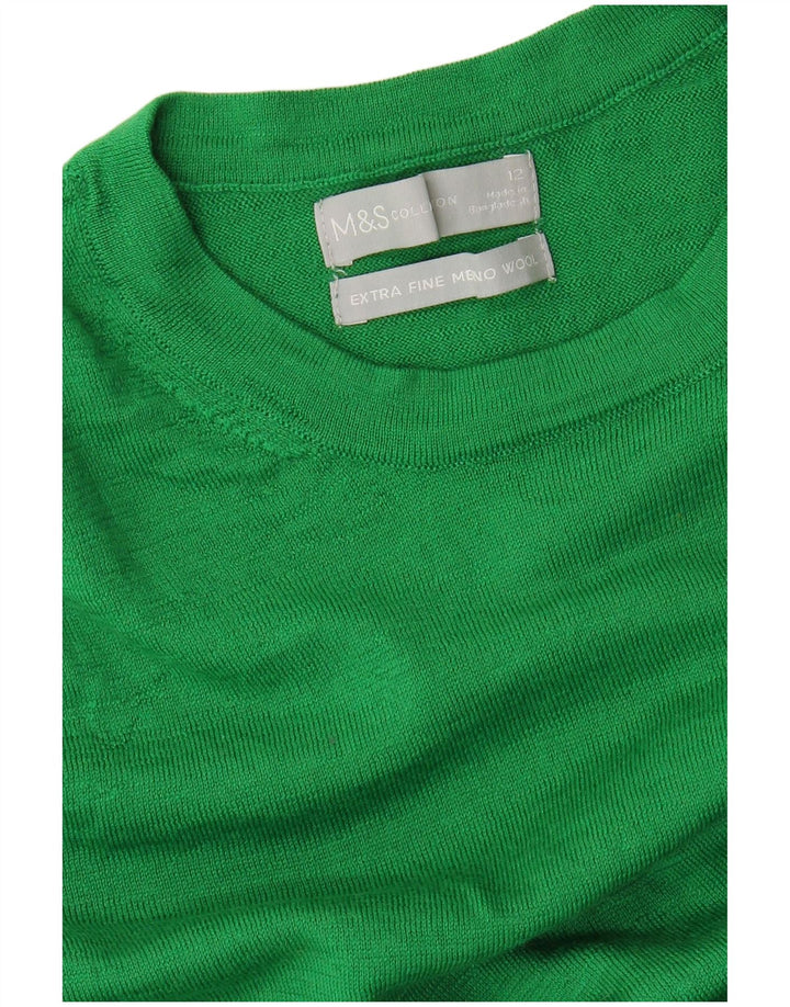 Marks & Spencer Womens Boat Neck Jumper Sweater UK 12 Medium Green