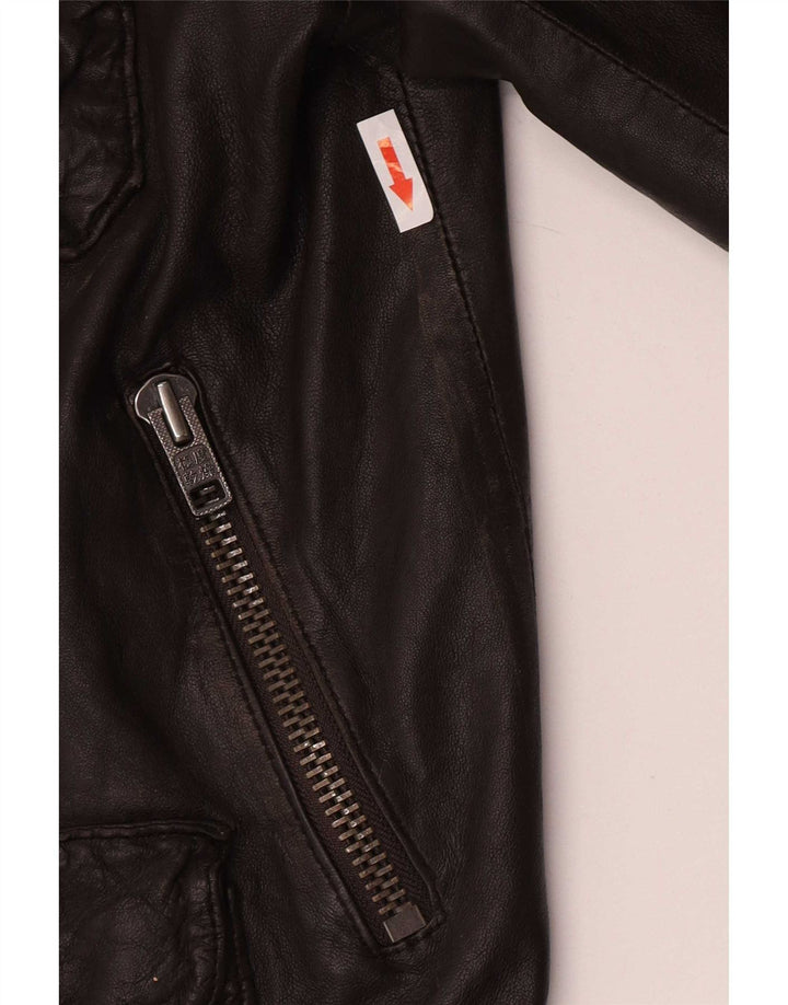Superdry Mens Military Leather Jacket UK 42 XL Brown