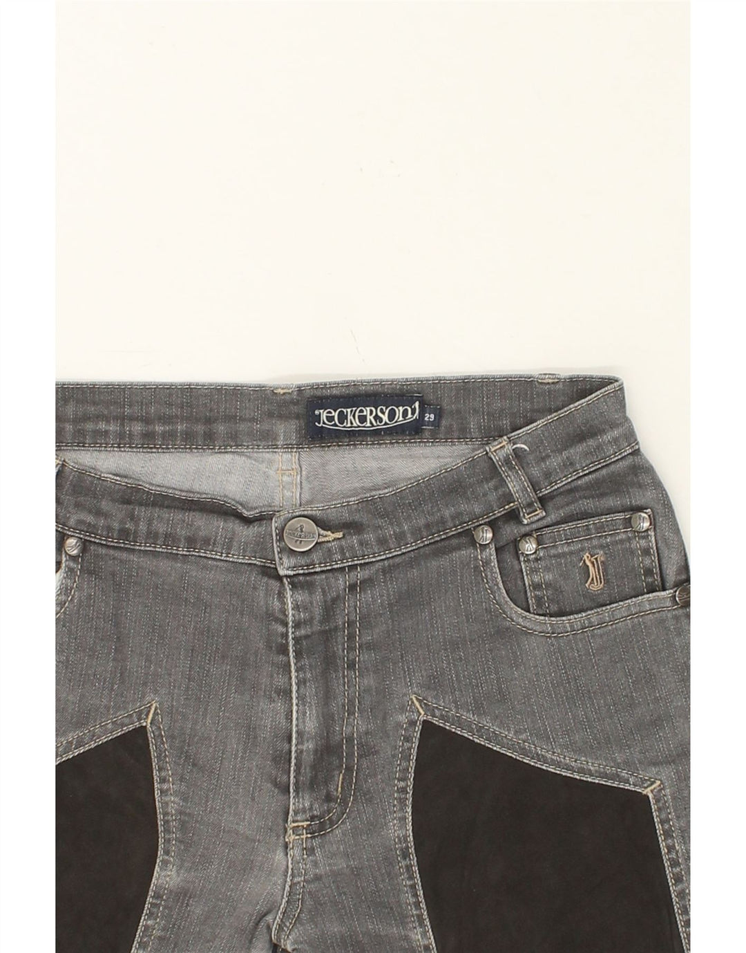 JECKERSON Womens Slim Jeans W29 L31 Grey Colourblock Cotton Vintage Jeckerson and Second-Hand Jeckerson from Messina Hembry 