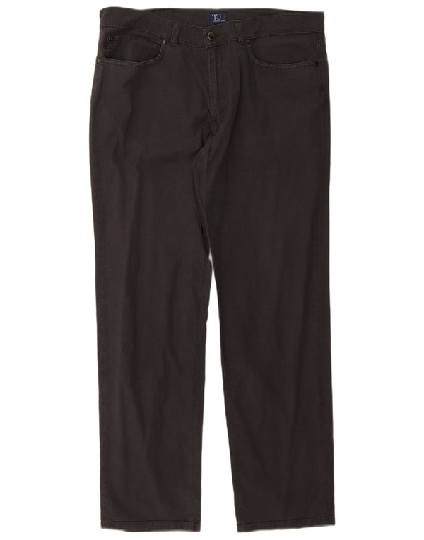 Trussardi Mens Straight Casual Trousers W38 L31 Grey Cotton