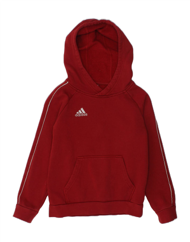 ADIDAS Boys Hoodie Jumper 7-8 Years Red Cotton | Vintage Adidas | Thrift | Second-Hand Adidas | Used Clothing | Messina Hembry 